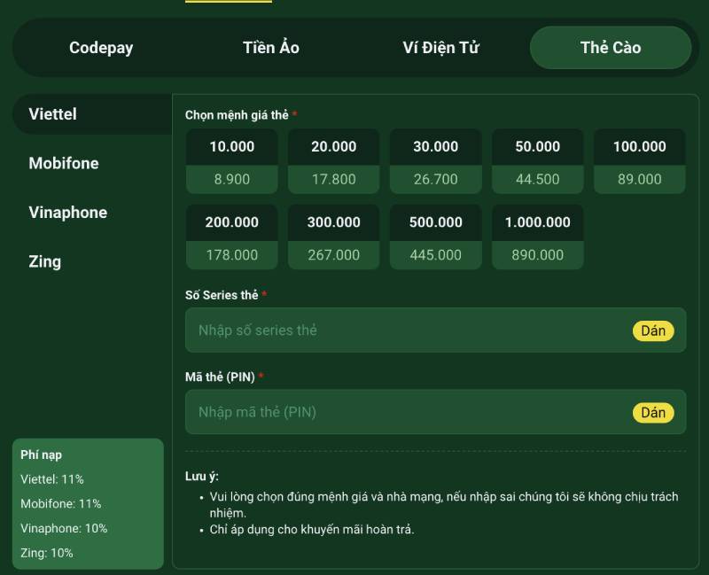 Hướng Dẫn Nạp Tiền FM88 Chỉ Vài Click Cơ Bản 6 the cao fm88